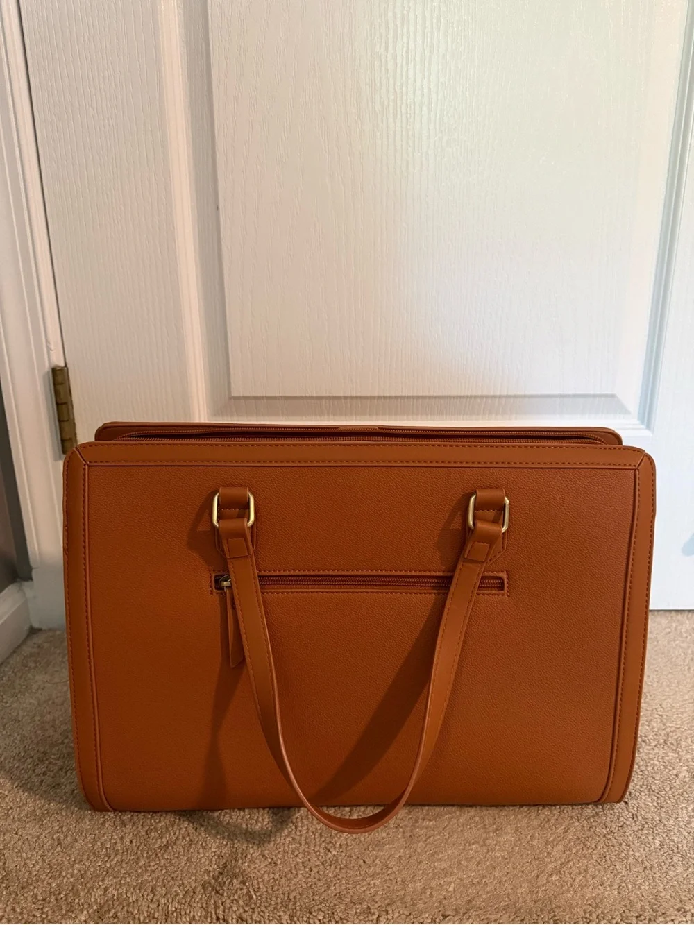 Classic Structured Tote Bag in Cognac Brown